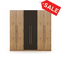 Manhattan Comfort 107GMC7 Gramercy Modern Freestanding Wardrobe Armoire Closet in Nature and Textured Grey